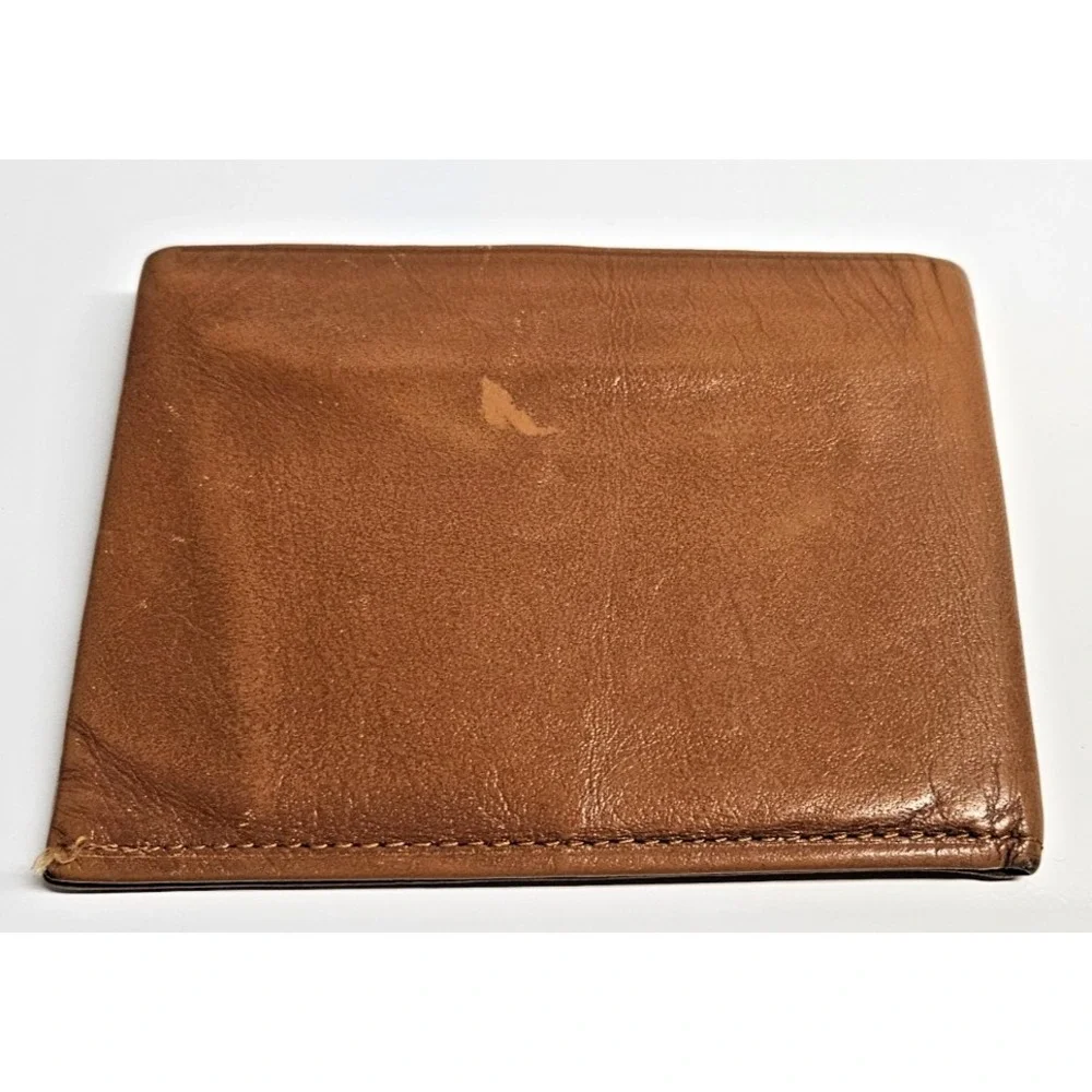 Vintage cowhide brown bifold men‎ slim wallet 4.5x3.5